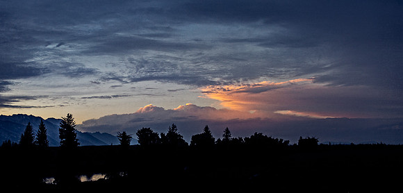 Tetons, clouds, mountains, sky, sunset, rain