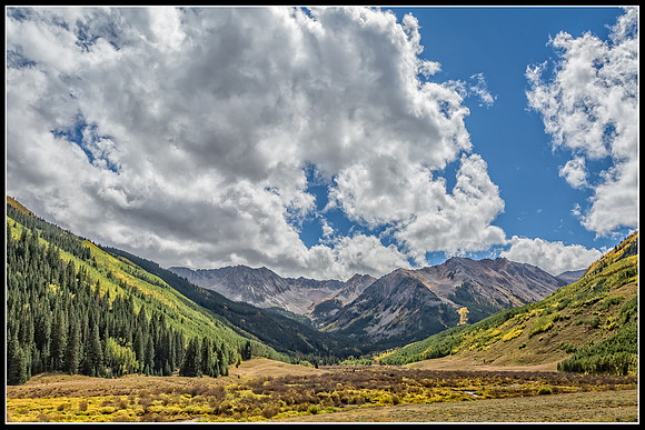 Colorado, Aspen, "West Elk Mountains", mountains, fall, "fall color", trees, stream