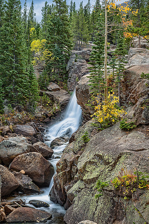 Colorado, "Rocky Mountain National Park", "Bear Lake", Alberta Falls", waterfall, RMNP, water, "Estes Park" fall, autumn, aspen"long exposure"